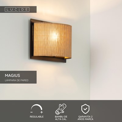 Lucide MAGIUS - Lámpara de pared - 1xE27 - Natural